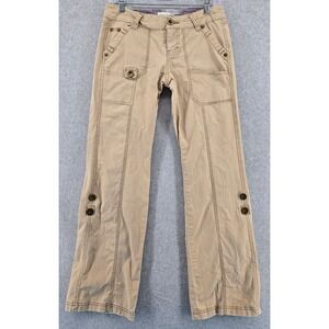 Vtg Maurices Khaki Chino Pants Women's Sz 3/4 Low Rise Relaxed Roll Up Y2K